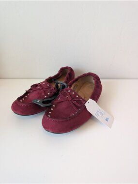 Time And Tru Womens Burgundy Studded Moccasin Flats With Memory Foam Size 9.5